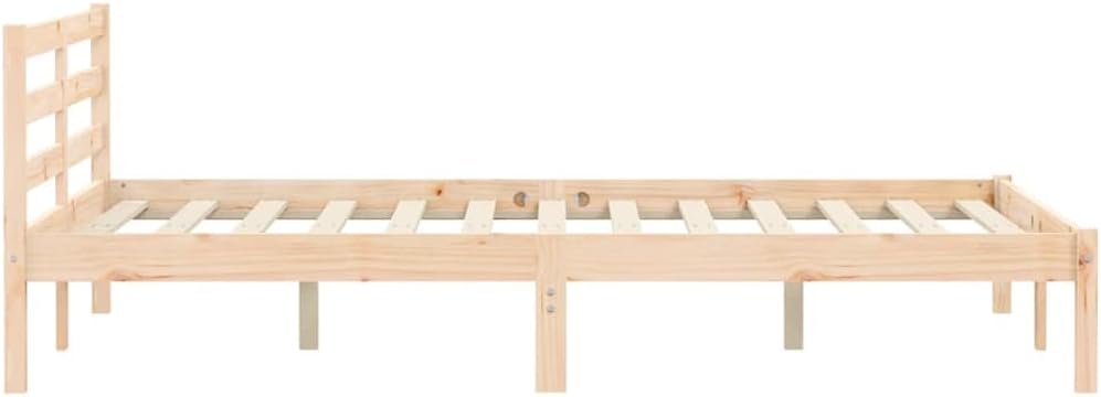 Solid Pine Wood Bed Frame Queen Size Modern Platform with Headboard, Sturdy Natural Wood Bedframe for Adult Bedroom, Minimalist Furniture 76.97 x 56.10 x 27.36 Inches