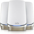 NETGEAR Orbi Quad-Band WiFi 6E Mesh Network System (RBKE963), Router + 2 Satellite Extenders, Security Features, Up to 10.8 Gbps, Coverage up to 9,000 sq. ft., 200 Devices, 10 Gig Internet Port