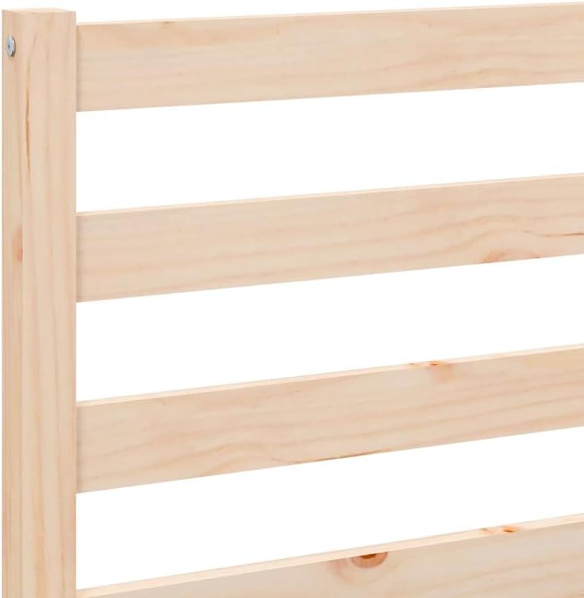 Solid Pine Wood Bed Frame Queen Size Modern Platform with Headboard, Sturdy Natural Wood Bedframe for Adult Bedroom, Minimalist Furniture 76.97 x 56.10 x 27.36 Inches