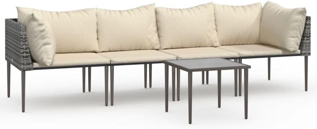 5 Piece Patio Lounge Set with Cushions Gray Poly Rattanqueen Bed Frame with headboard Queen Size Bed Frame King Size Bed Frame King Platform Bed Frame Metal Bed Frame Queen Size