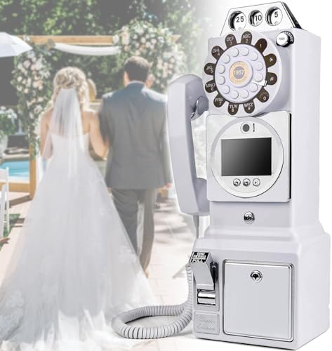 Customized 1080P Video Guest Book with 32G SD Card, Retro 1950s Style Audio Messages, Weddings & Events, Vintage Recording Guestbook for Memorable Moments (White)