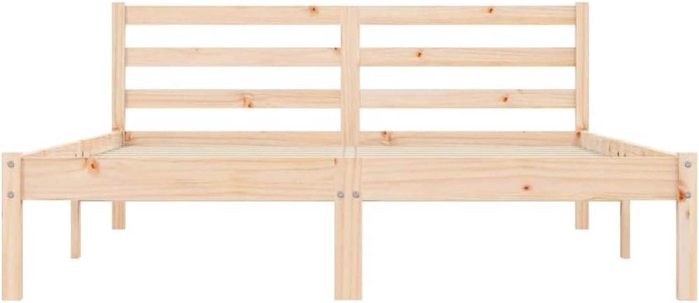 Solid Pine Wood Bed Frame Queen Size Modern Platform with Headboard, Sturdy Natural Wood Bedframe for Adult Bedroom, Minimalist Furniture 76.97 x 56.10 x 27.36 Inches