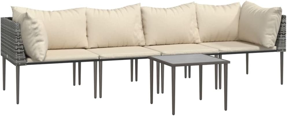 5 Piece Patio Lounge Set with Cushions Gray Poly Rattanqueen Bed Frame with headboard Queen Size Bed Frame King Size Bed Frame King Platform Bed Frame Metal Bed Frame Queen Size