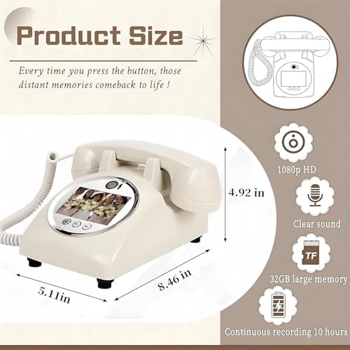 Creative Wedding Phone Guestbook, Retro HD Video & Audio Guestbook for Bridal Showers & Birthdays, Easy to Use, Fun Keepsake for Guests (White)