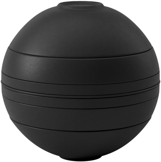 Villeroy & Boch Iconic Collection La Boule, 7-Piece Dinnerware Set for 2, Premium Porcelain, Made in Germany, Dishwasher and Microwave Safe, 9.5 x 9 in, Black