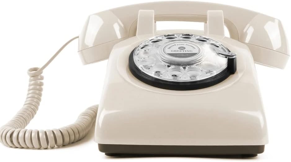 Premium Audio Guest Book Telephone with Free LED Wedding Sign | Vintage and Retro Style Audio Guestbook | Rotary Phone with Audio Record Voice Messages (White)