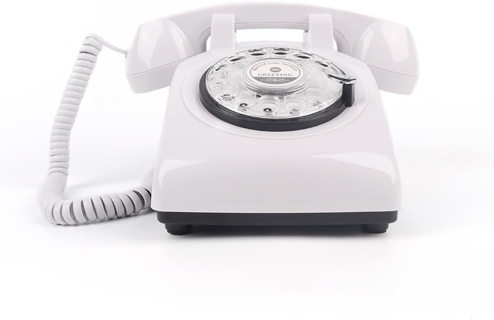 cojodopo Vintage Audio Guestbook, Wedding Confessional Recording Retro Phone Classic Rotary Dial Audio GuestBook (White)