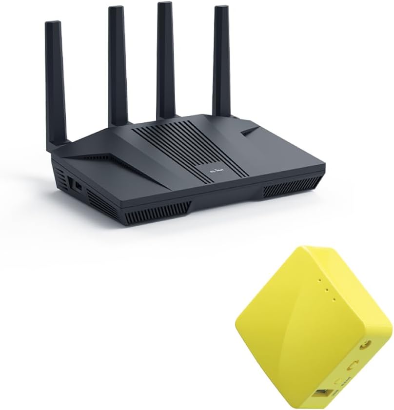 GL.iNet GL-MT6000 (Flint 2) WiFi 6 Router & GL.iNet GL-MT300N-V2 (Mango) Portable Mini Travel Wireless Pocket VPN WiFi Router