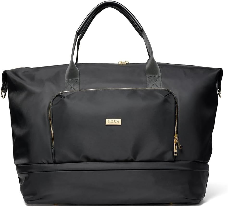 Jouer Le Weekender Travel Bag, Overnight Bag for Women, Large Travel Duffle Bag, Personal Item Carry On Tote Bag, Shoulder Bag Luggage, 9'x26'x16' - Black