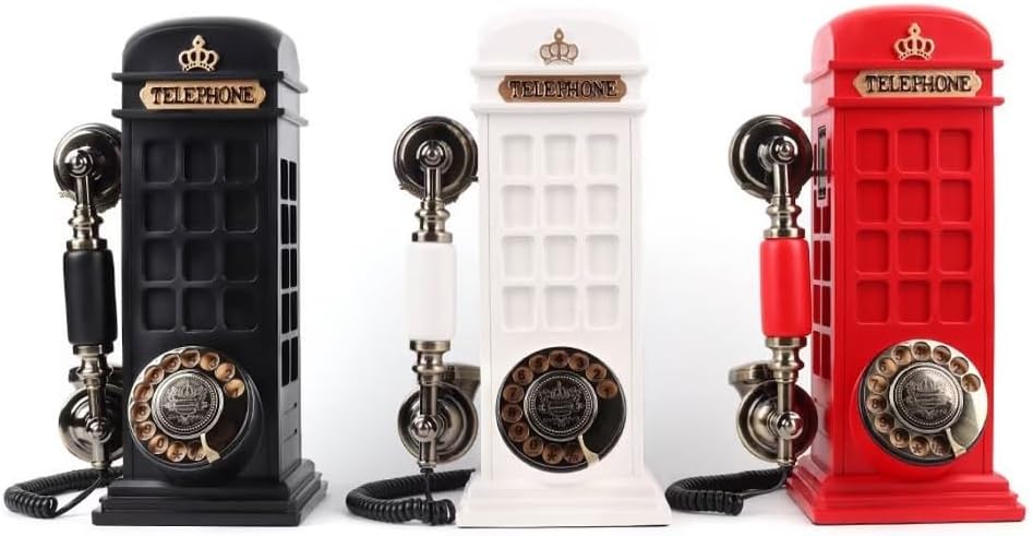 Retro Phonebooth Recording Audio Guest Book Phone for Wedding, Vintage Guestbook Telephone Booth (Black)