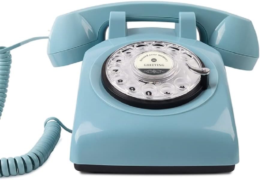 cojodopo Vintage Audio Guestbook, Wedding Confessional Recording Retro Phone Classic Rotary Dial Audio GuestBook (Blue)