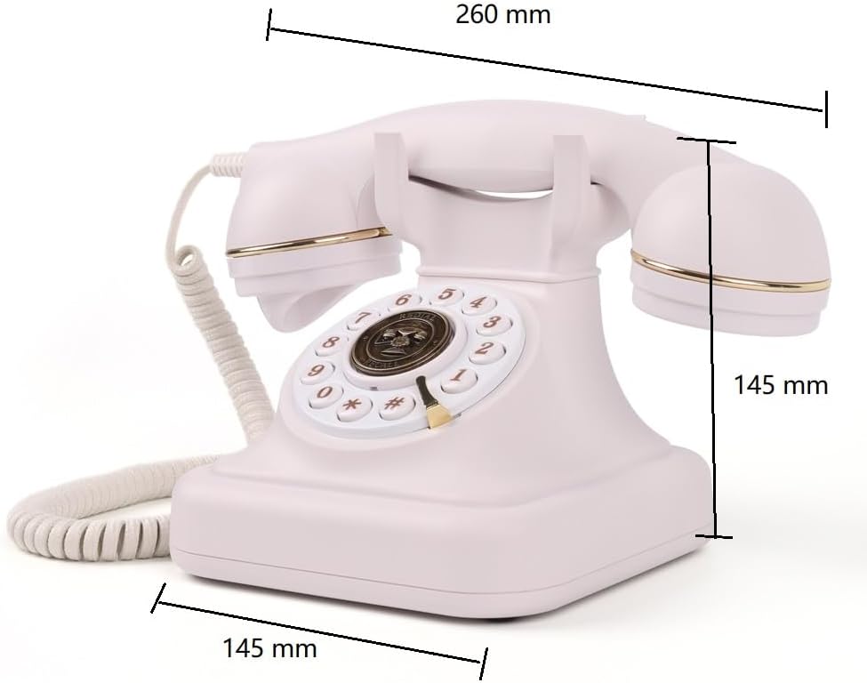 Audio Guest Book Phone, Retro Style Antique Audio guestbook Phone with Free LED Wedding Sign and A5 Vertical Photo Frame (White)