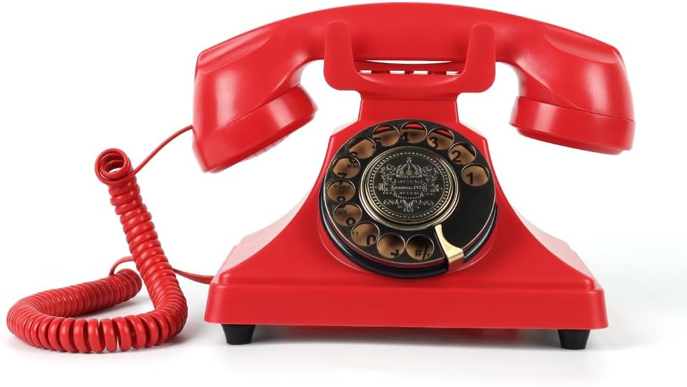 cojodopo Vintage and Retro Style Audio Guestbook,Rotary Phone for Wedding Party Gathering (Red)
