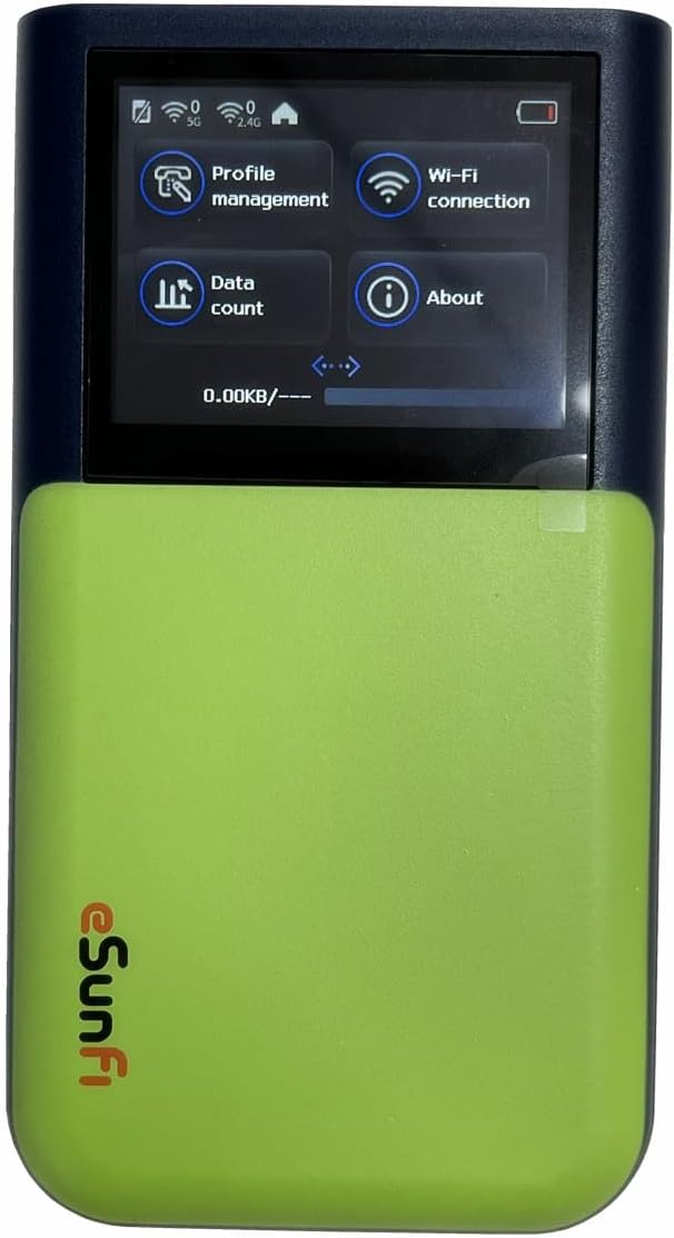 eSunFi SHFiEL62 5G eSim Mobile Hotspot Router Portable WiFi Router, with Sim Card Slot, up to 32 WiFi terminals, 2.4 inch Touch Panel, WiFi6, for Home/Business/Travel (NA Version)