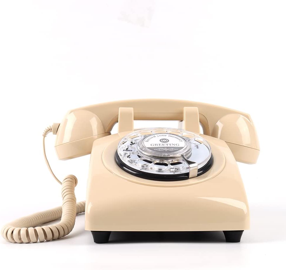 cojodopo Vintage Audio Guestbook, Wedding Confessional Recording Retro Phone Classic Rotary Dial Audio GuestBook (Beige)