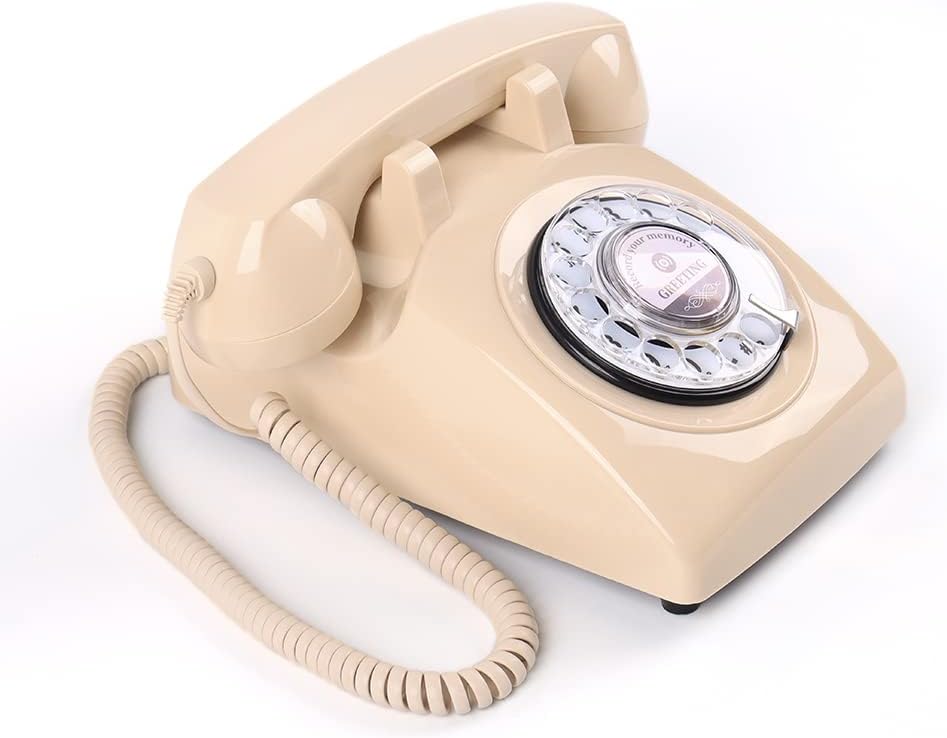 cojodopo Vintage Audio Guestbook, Wedding Confessional Recording Retro Phone Classic Rotary Dial Audio GuestBook (Beige)
