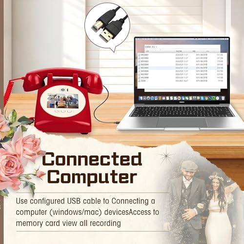 Creative Wedding Phone Guestbook, Retro HD Video & Audio Guestbook for Bridal Showers & Birthdays, Easy to Use, Fun Keepsake for Guests (White)