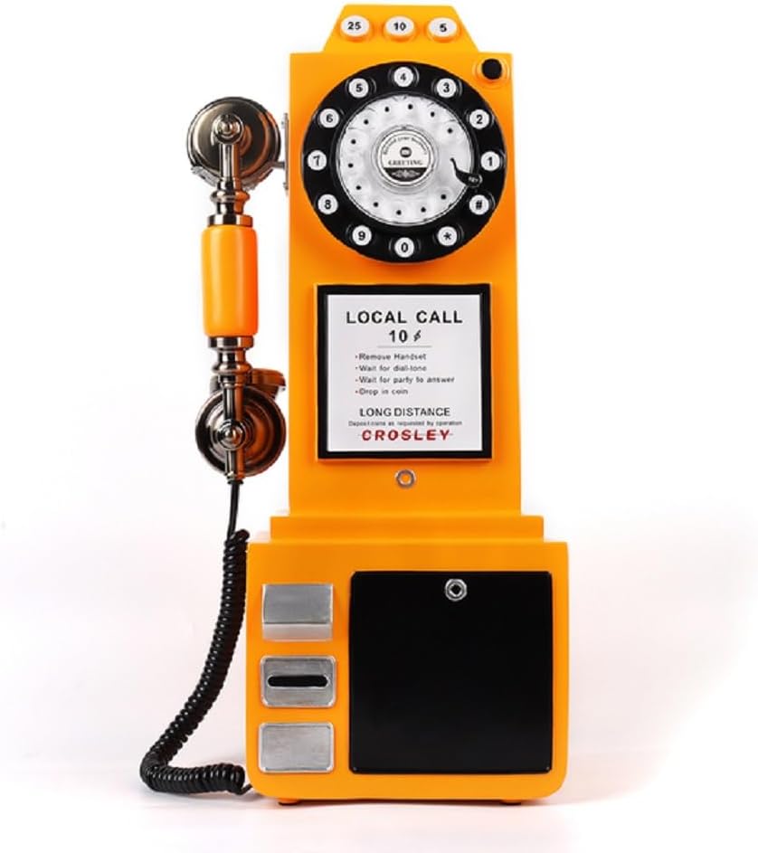 Audio Guestbook Phone Booth, Vintage and Retro Style Audio Guestbook Telephone for Wedding (Yellow)