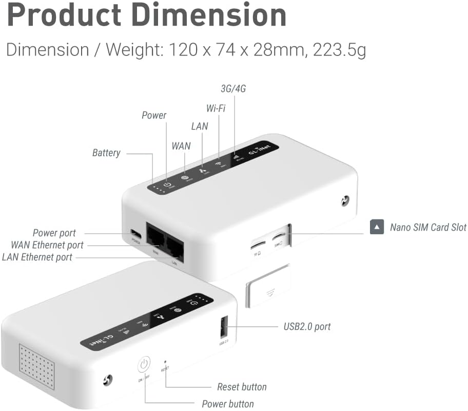 GL.iNet GL-XE300 (Puli) 4G LTE Industrial IoT Gateway, Router/Access Point/Extender/WDS, OpenWrt, 5000mAh Battery, OpenVPN, Remote SSH, WPA3, IPv6 (EG25G), Global Version