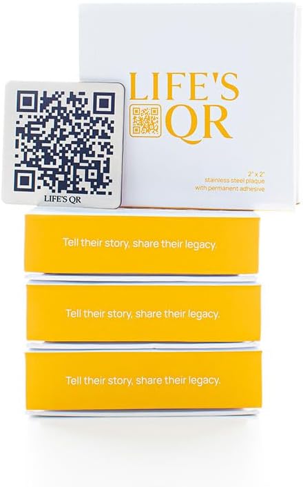 Life's QR - A Digital Celebration of Life | 2'x2' QR Code Memorial Sign for Cemetery Headstones | Funeral Gift, Memorial Website with QR