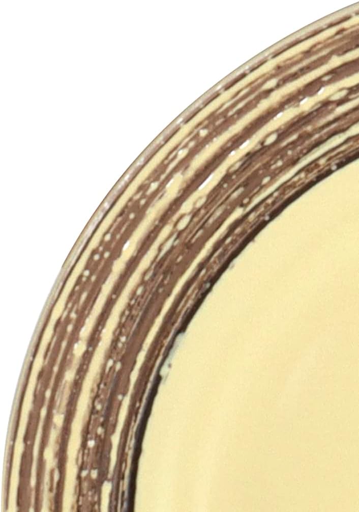 48 Piece Dinnerware Set, Ceramic Plates and Bowls Sets for 8, Microwave and Dishwasher Safe, Handcrafted Tree Bark Series Dish Set, Bamboo