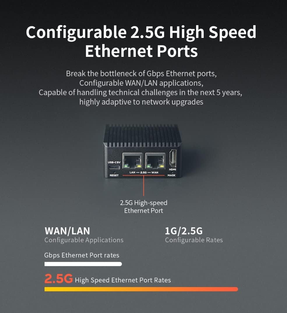 Nanopi R5C Wireless Mini WiFi Router OpenWRT with Rockchip RK3568B2 Soc 0.8T NPU 4GB LPDDR4X RAM 64GB eMMC Onboard Dual PCIe 2.5Gbps Ethernet Ports M.2 BT WiFi Module Slot Support Debian Ubuntu