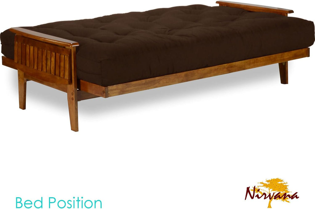 Nirvana Futons Eastridge Futon Set - Full Size, Frame, 8' Mattress, Microfiber Sussex Fudge Cover