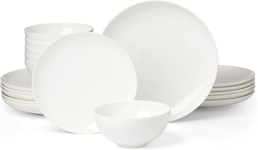 Lenox Dinnerware Sets, Studio 1414 Coupe 18-Piece Dinnerware Set, Service For 6, Bone China Material, Dishwasher Safe, Microwave Safe, Bowls, Plates And Bowls, Dinner Dishes, Plates (White, 18 Piece)