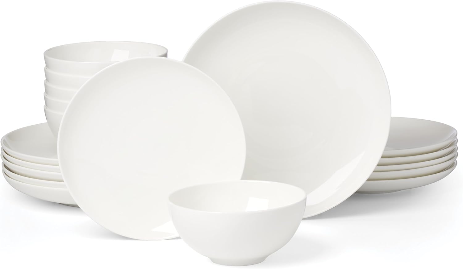 Lenox Dinnerware Sets, Studio 1414 Coupe 18-Piece Dinnerware Set, Service For 6, Bone China Material, Dishwasher Safe, Microwave Safe, Bowls, Plates And Bowls, Dinner Dishes, Plates (White, 18 Piece)