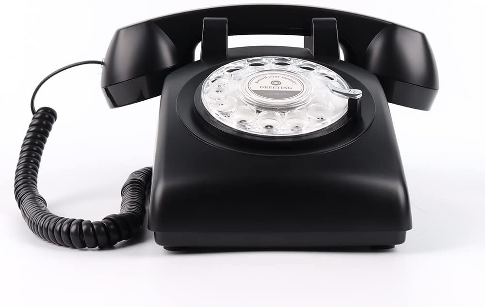 cojodopo Vintage Audio Guestbook, Wedding Confessional Recording Retro Phone Classic Rotary Dial Audio GuestBook (Black)