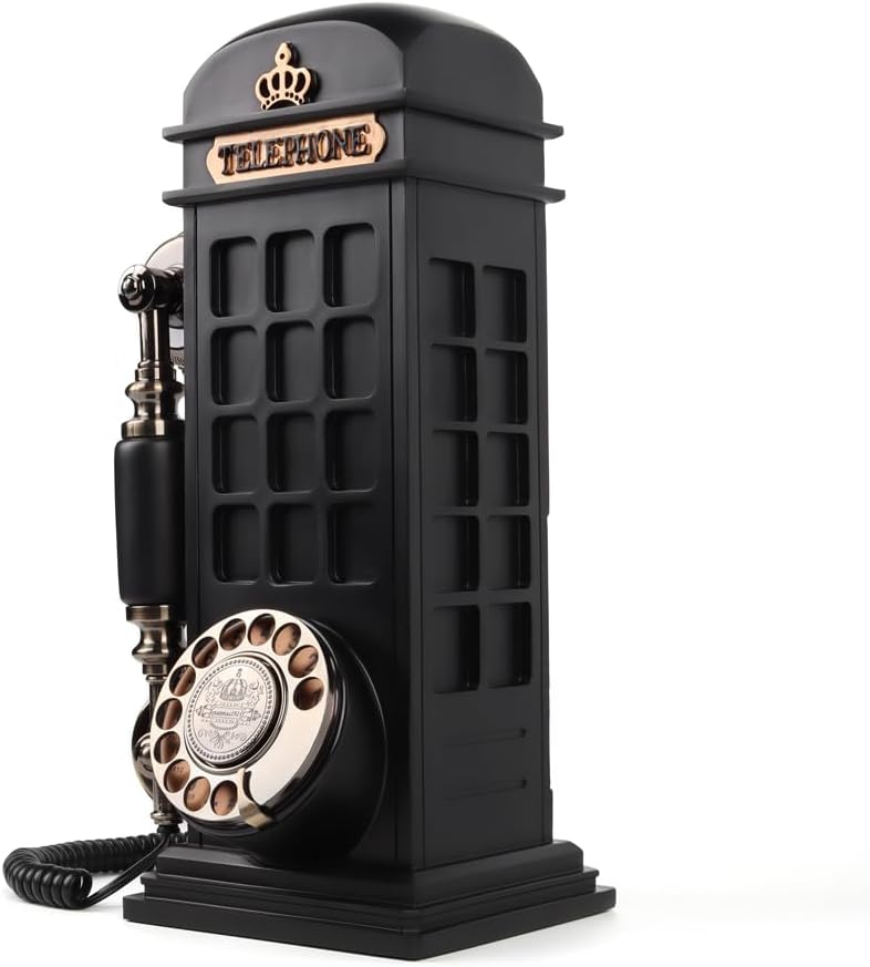 cojodopo Vintage Guestbook Telephone Booth, Retro Phonebooth Recording Audio Guest Book Phone for Wedding (Black)
