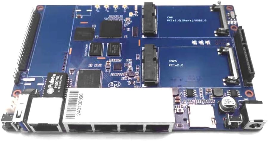 Banana Pi BPI R64 Smart WiFi Router-High Speed Wireless Router,Dual Band, 5 Gigabit Port with 1GB DDR3 Based in MediaTek MTK MT7622 Soc OpenWRT for NAS VPN Server,Bundle with Dual-Band WiFi Module