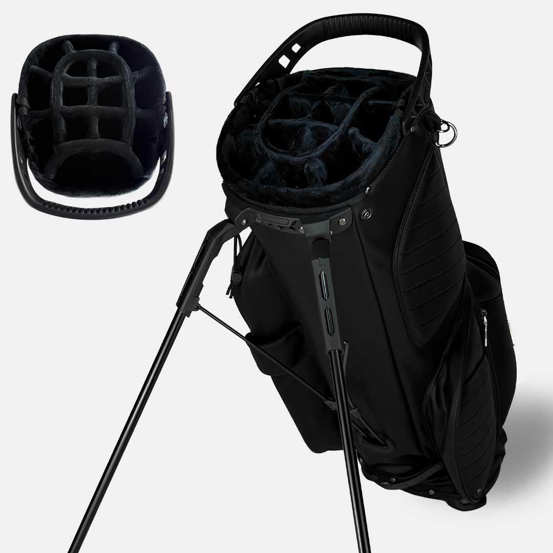 CADDYDADDY Upgraded Hybrid Luxury Golf Stand Bag, Tour Grade Synthetic Leather w/ScratchGuard, 14 Way or 6 Way Dividers, 2 Cooler Pockets, Magnetic Felt-Lined Pocket, Ball and Accessory Pocket