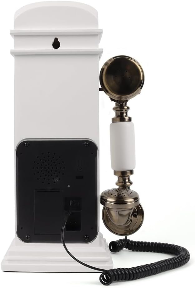 Retro Phonebooth Recording Audio Guest Book Phone for Wedding, Vintage Guestbook Telephone Booth (White)