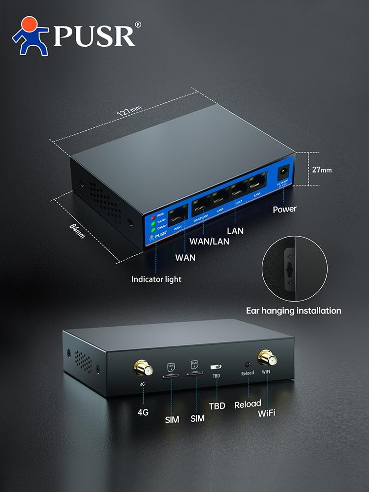 Global Band Dual SIM Industrial LTE Cat4 Cellular Router with 5 Ethernet Ports Dual WAN Rich VPN Repeater USR-G805s-G
