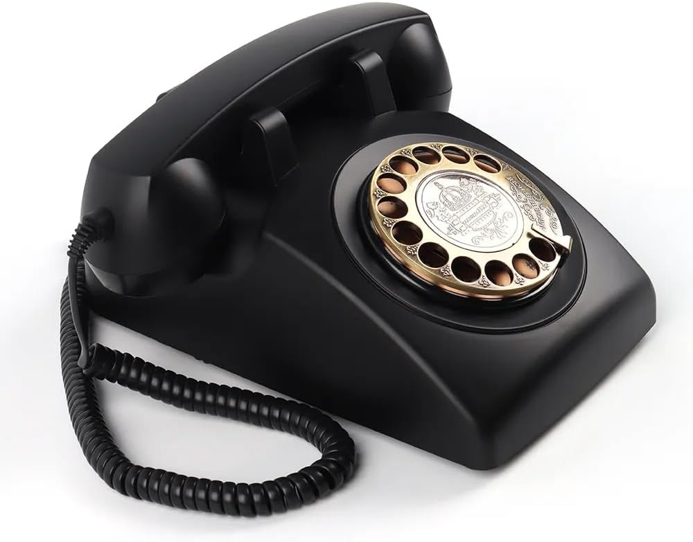 Wedding Guest Book Telephone with Free LED Wedding Sign, Audio Guestbook Phone for Wedding Party (Black Gold)