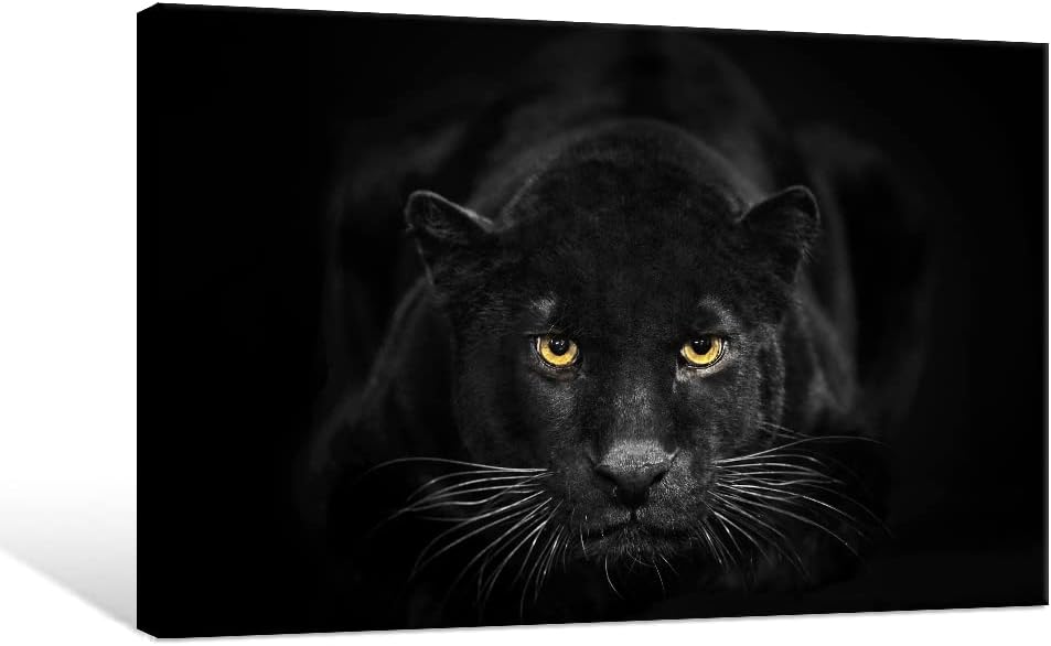 SEVEN WALL ARTS Black Panther Canvas Wall Art Large Size Black and White Wildlife Animal Pictures Poster Print Framed Artwork for Living Room Bedroom Kitchen Office Bathroom Decor