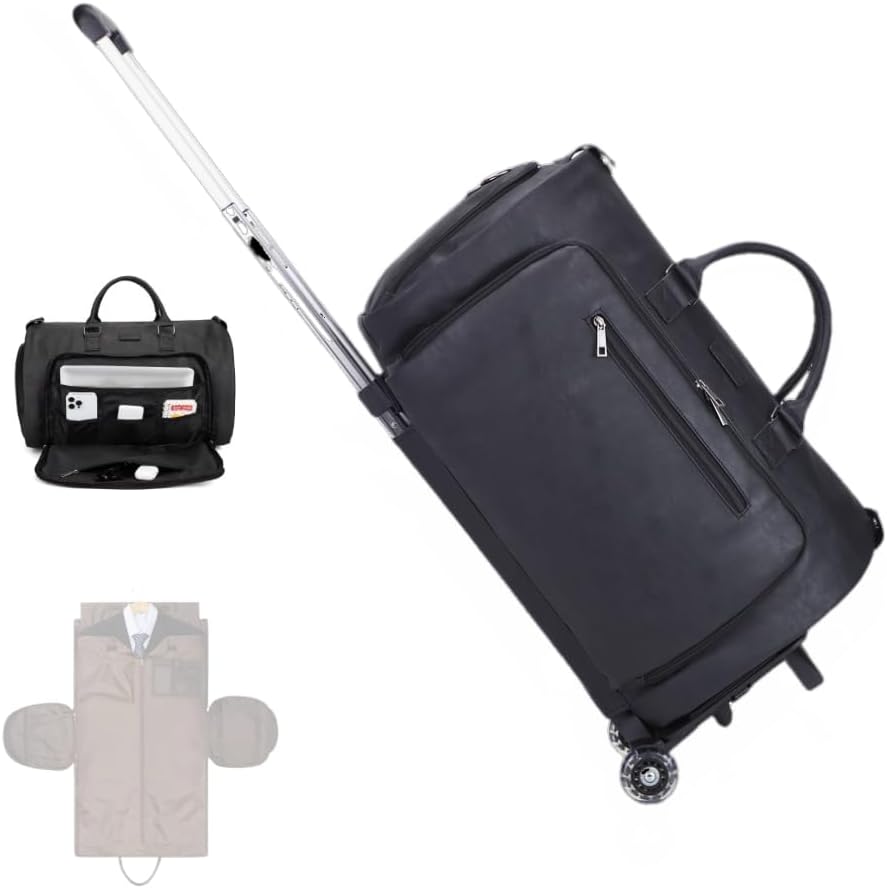 Rolling Garment Bag for Travel. Garment Duffle Bag Luggage Suit for Men and Women. Garment Bag with Wheels