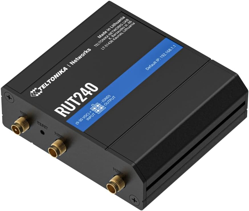 Teltonika RUT240 4G LTE Industrial Router | Compact 4G Cat-4 Cellular Router with Wi‑Fi Hotspot | Dual Ethernet | RMS Remote Management & WAN Failover