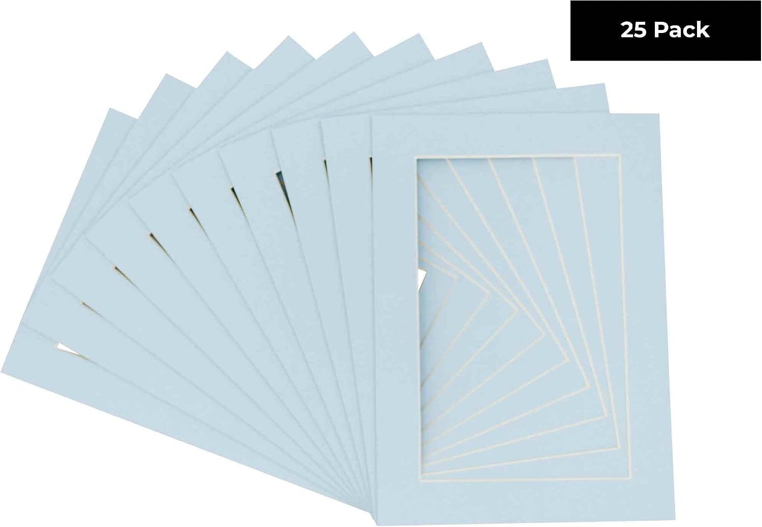 8.5x11 Mat for 11x14 Frame - Precut Mat Board Acid-Free Baby Blue 8.5x11 Photo Matte For a 11x14 Picture Frame, Premium Matboard for Family Photos, Show Kits, Art, Picture Framing, Pack of 25 Mats