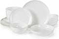 KINGSTONE 16-Piece Bone China Dinnerware Sets for 4, Lightweight Porcelain Dish Serving Plates and Bowls Sets, Durable Scratch Resistant Dinner Set, Microwave & Dishwasher Safe, Ivory White