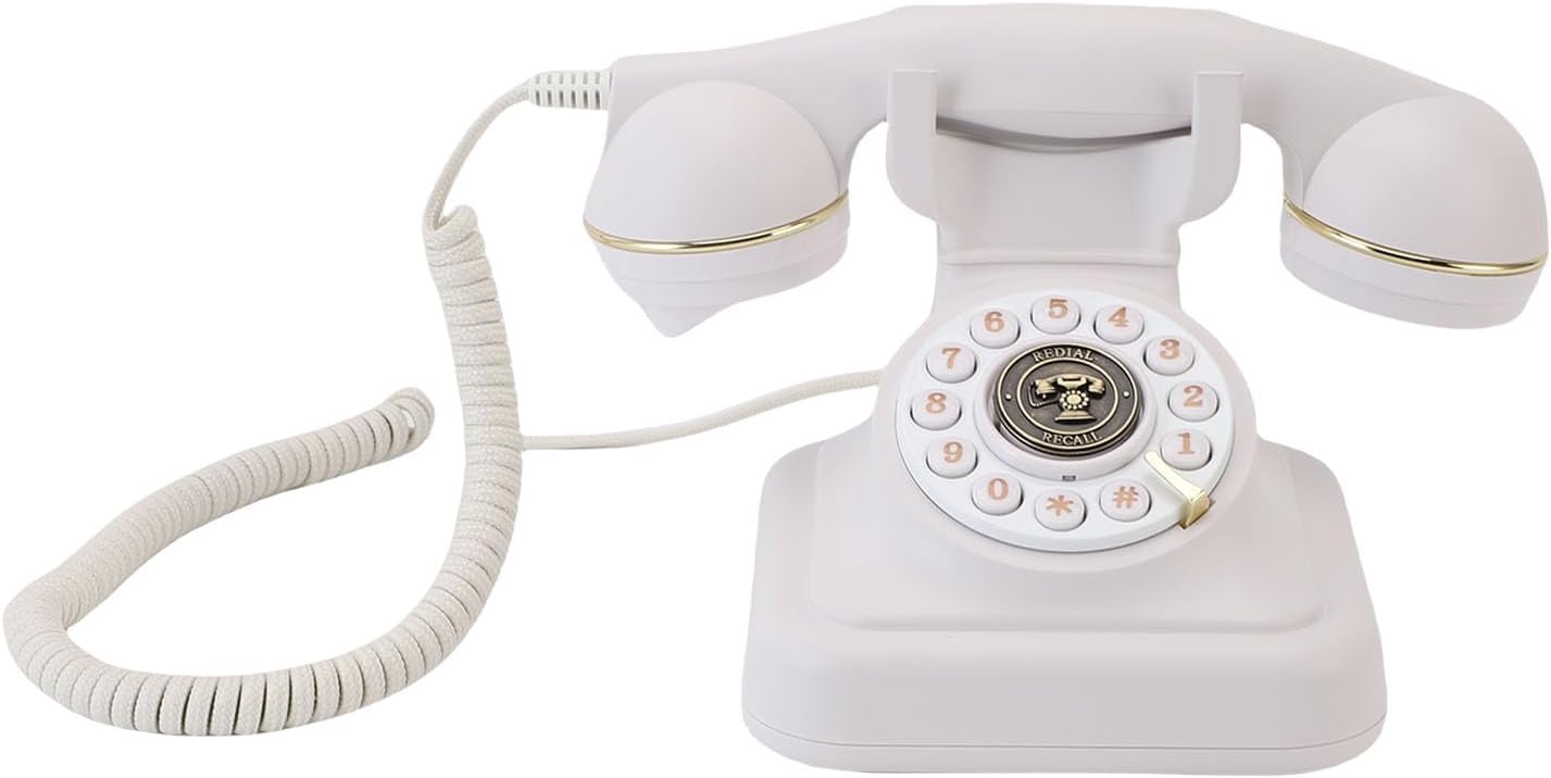 Luocute Audio Guestbook Retro Phone, Leave Message Voicemail on 32GB Card for Wedding, Birthday, Anniversary, Parties with Retro, Vintage Style, Home or Hotel Use (White)