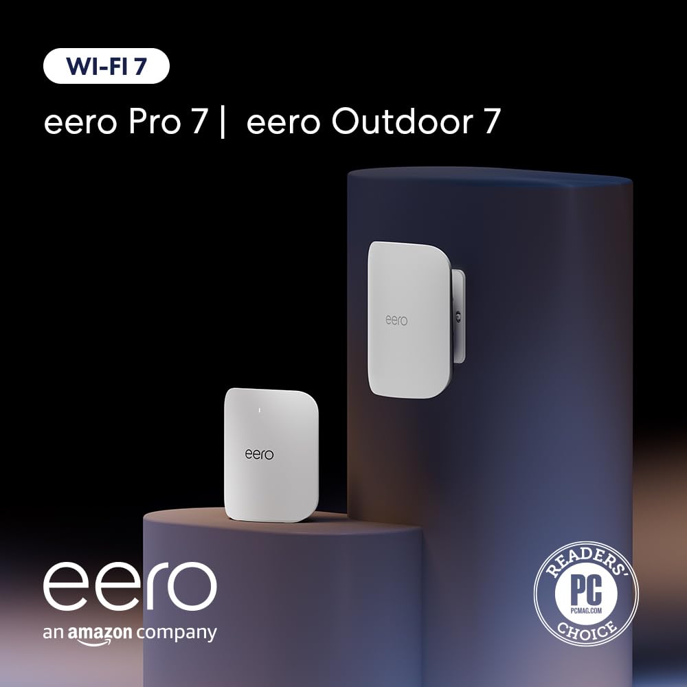 Amazon eero Pro 7 (1-pack) with Amazon eero Outdoor 7 (1-pack) mesh wifi system
