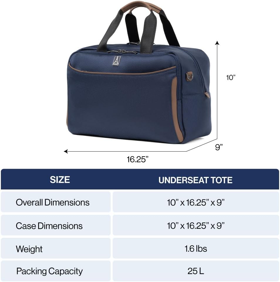 Travelpro Crew Classic Lightweight Softside Luggage, Underseat Travel Tote Bag, Men and Women, Patriot Blue