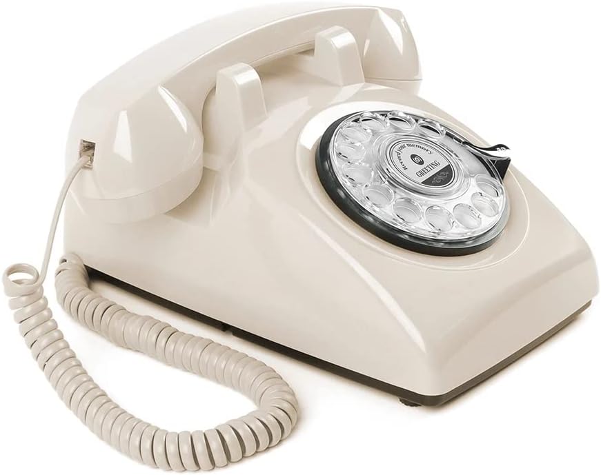 Premium Audio Guest Book Telephone with Free LED Wedding Sign | Vintage and Retro Style Audio Guestbook | Rotary Phone with Audio Record Voice Messages (White)