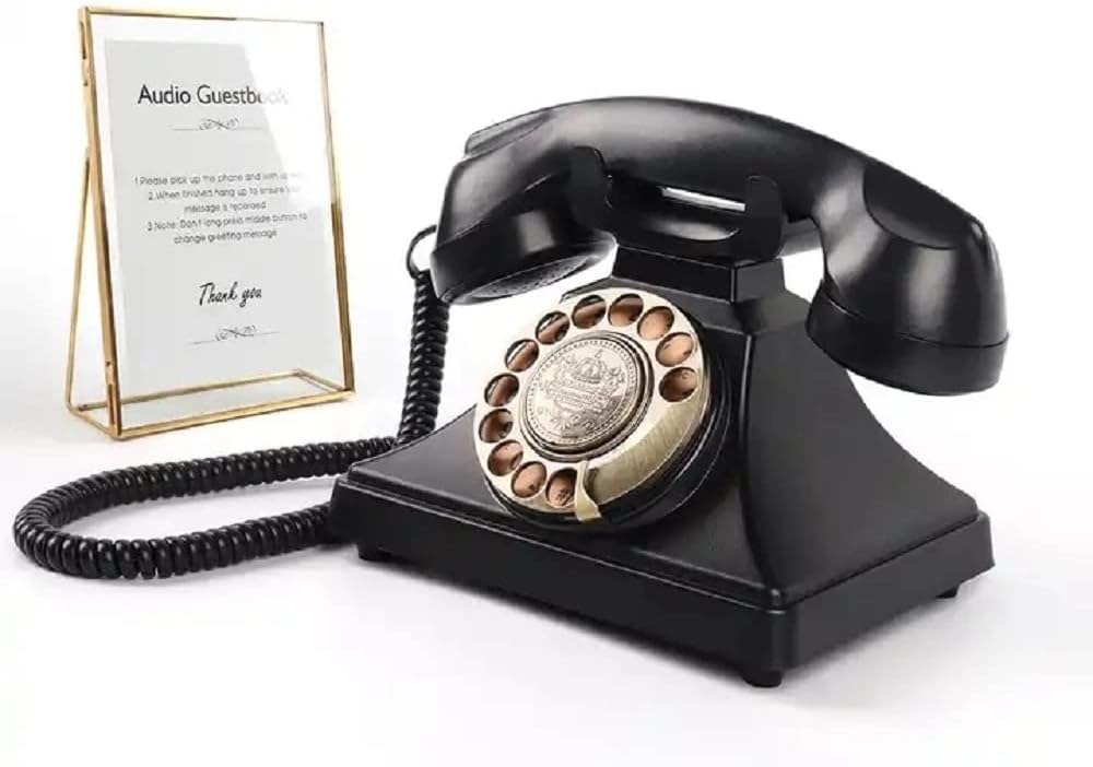 Audio Guestbook Telephone for Wedding Party Gathering (Black)