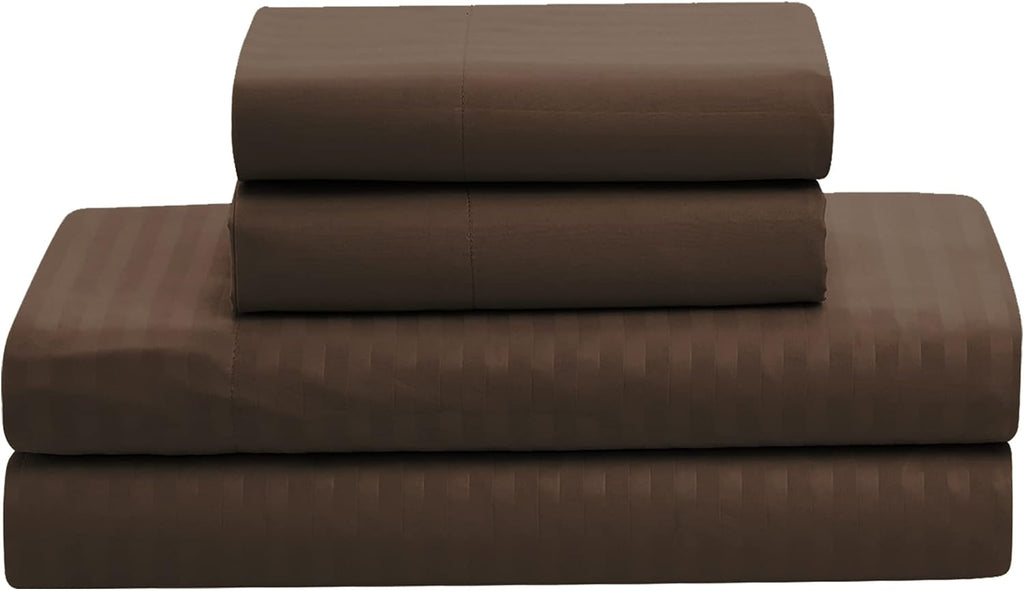 Twin Comforter Set 6 Piece Bed in a Bag with Bed Skirt, Fitted Sheet, Flat Sheet, 1 Pillowcase, and 1 Pillow Sham, Twin, Dobby Chocolate (Pack of 4, 24 Count Total)