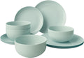 Yoshy 12-Piece Green Bone China Dinnerware with Lightweight Durable Chip Resistant Design Service for 4