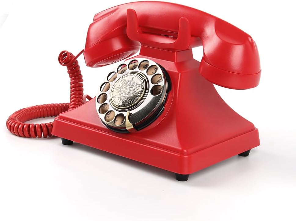 cojodopo Vintage and Retro Style Audio Guestbook,Rotary Phone for Wedding Party Gathering (Red)