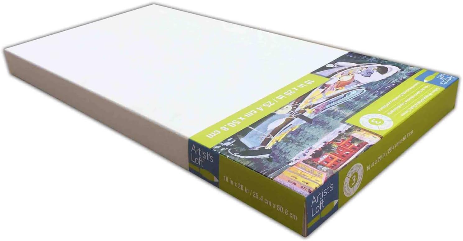 Artist's Loft 10' x 20' Level 3 Gallery Wrapped Heavy Duty Canvas - Archival, Acid Free Cotton Canvas for Paint, Acrylic, & Oils - Bulk 12 Pack